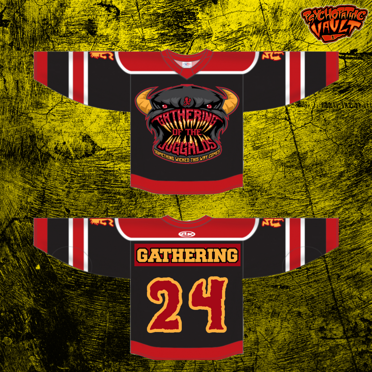 Red & Black Gathering Monster Face Hockey Jersey