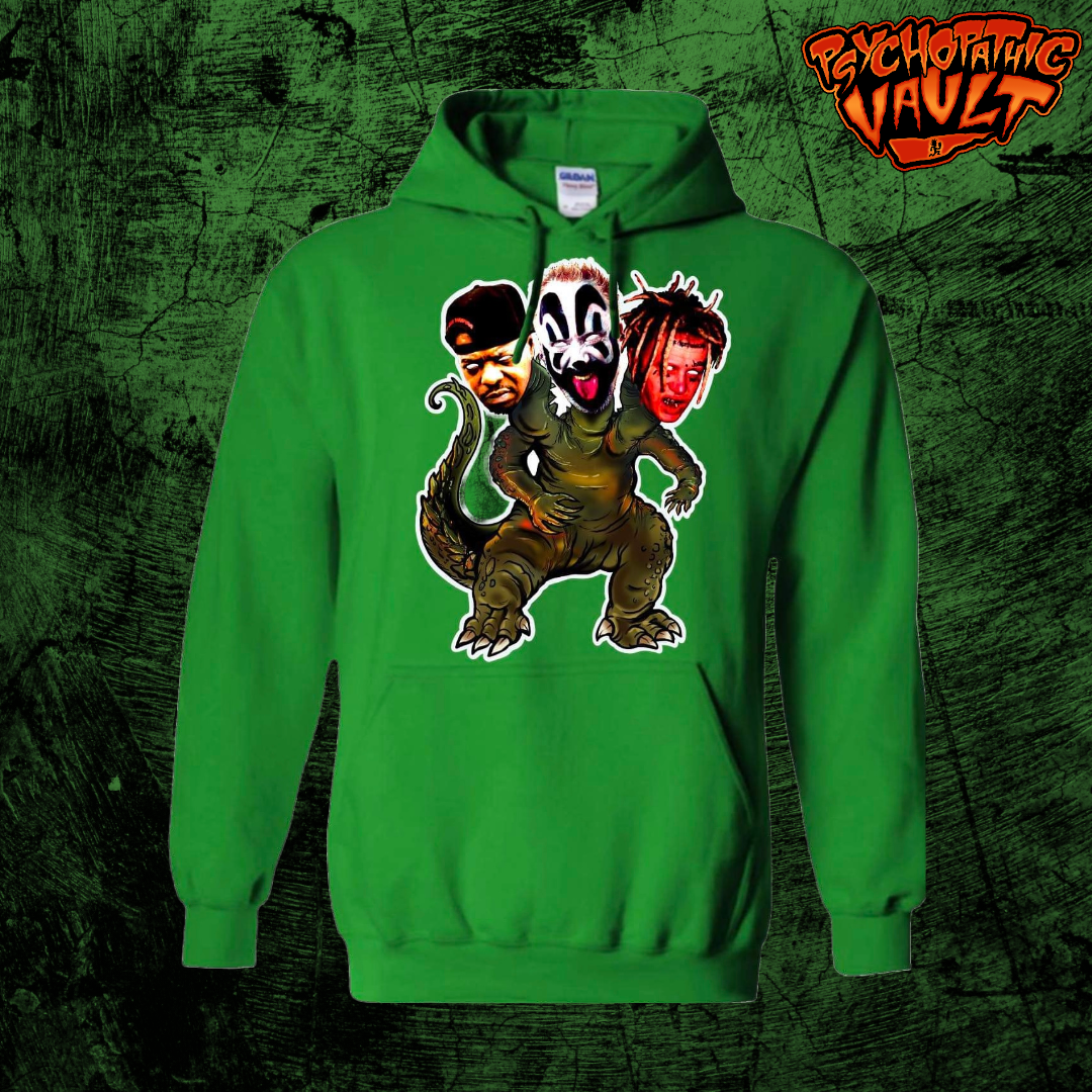Green 3 Headed Monster Embroidered Hoodie