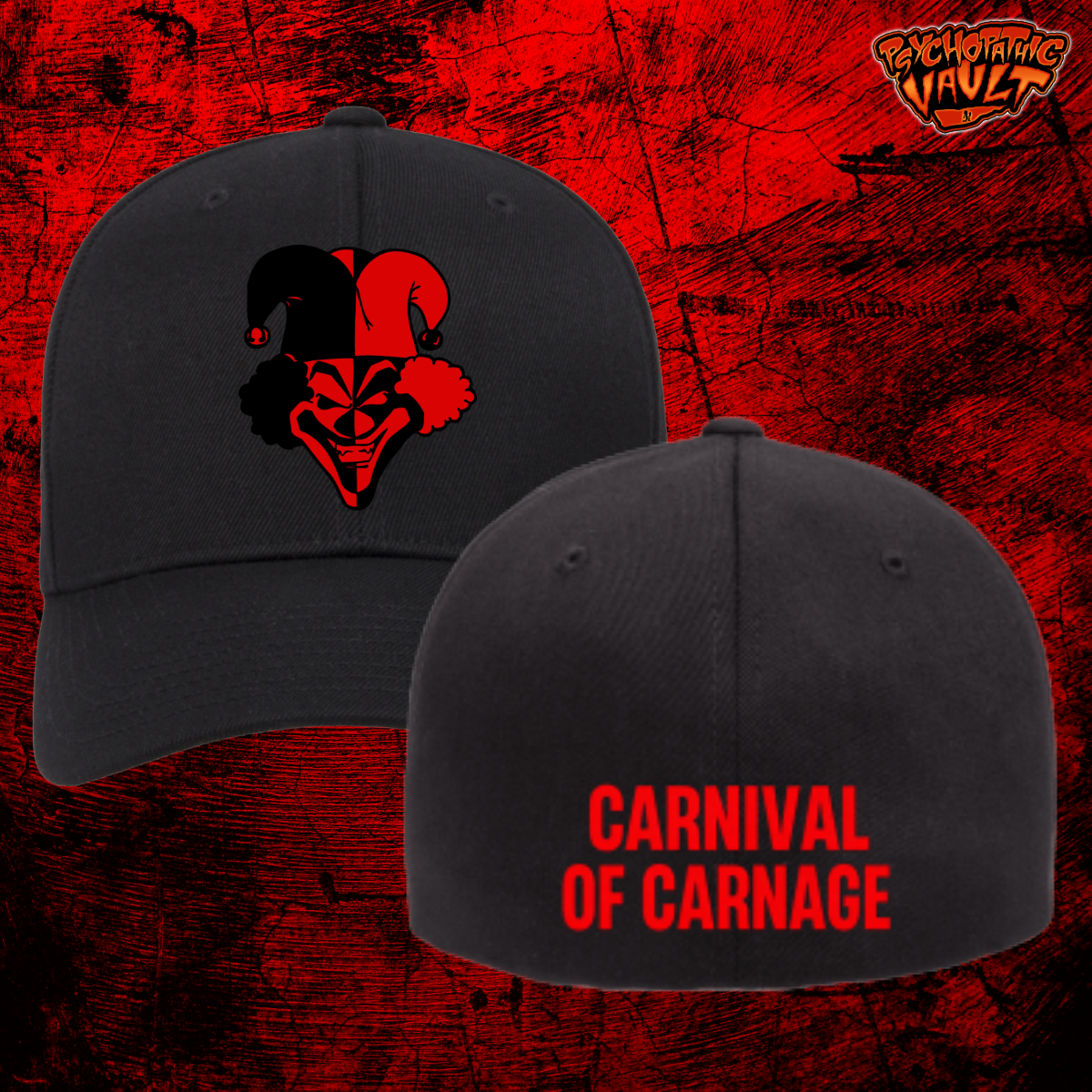 Black & Red Carnival of Carnage Flexfit Baseball Hat