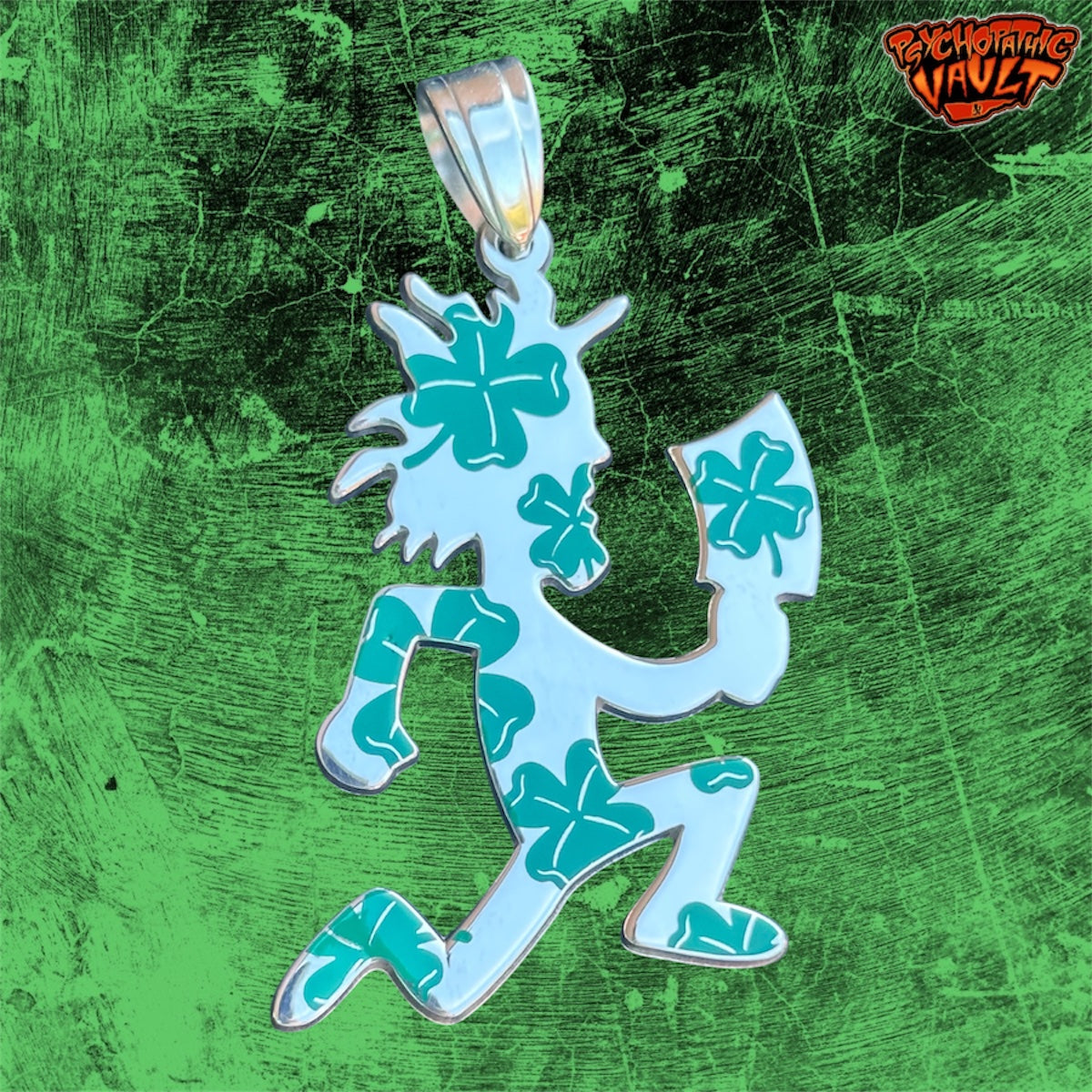 (PRE-ORDER) 2 Inch Silver Lucky Clover Hatchetman Charm