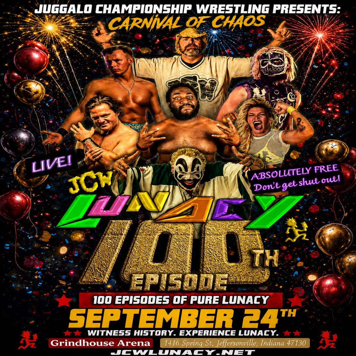JCW Lunacy 100th Episode Live Ticket (Free at Check Out)