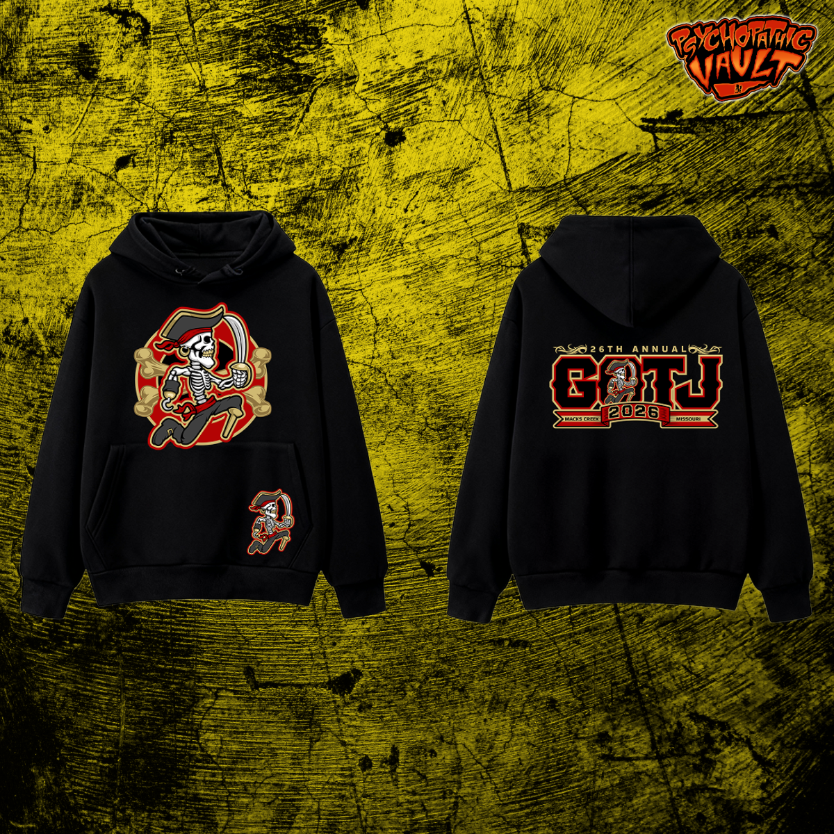 Black GOTJ 2026 Skeleton Pirate Hoodie