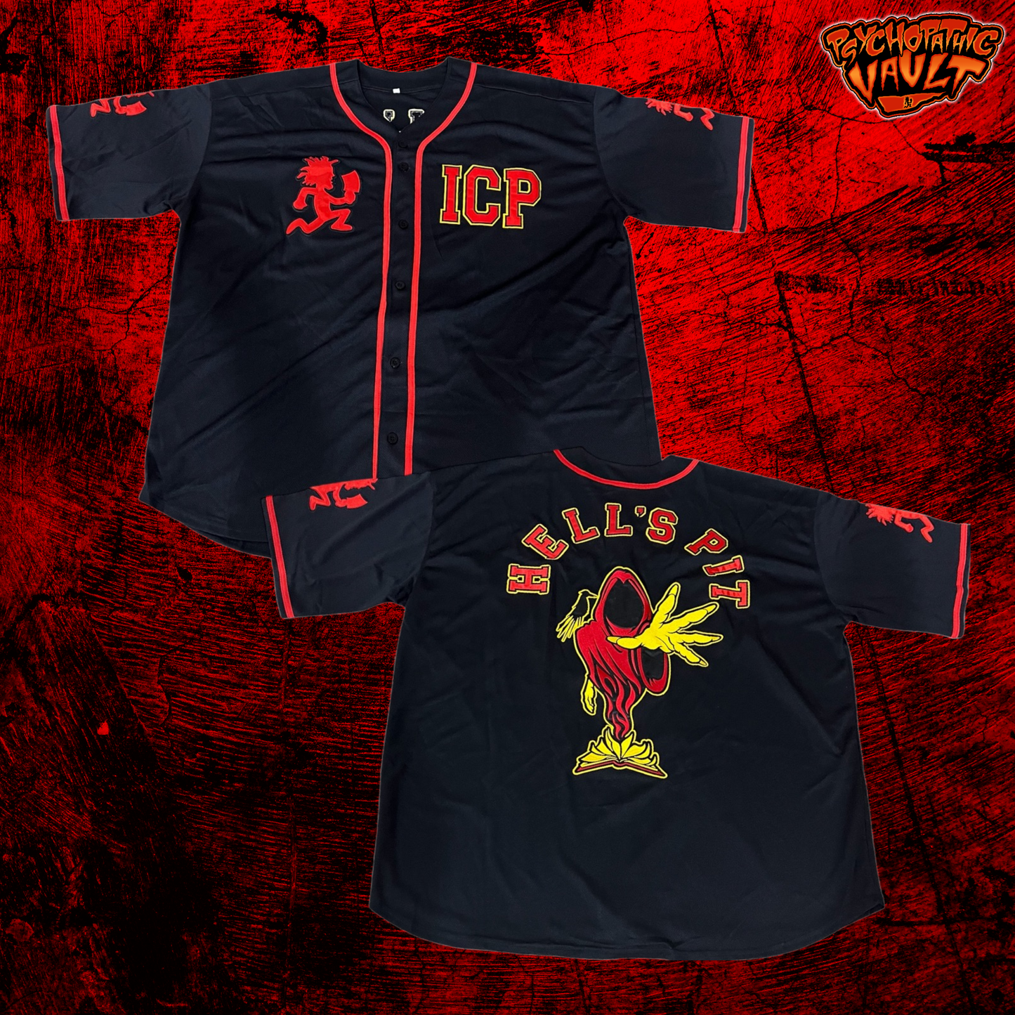 Hell's Pit Black Baseball Jersey