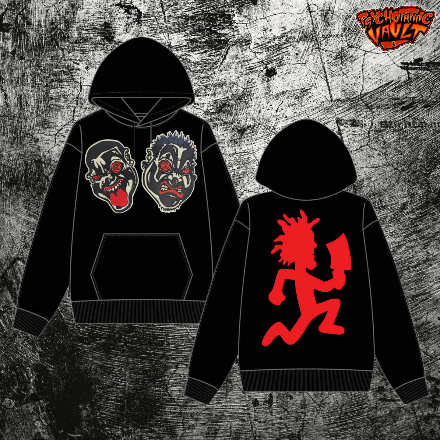 Black ICP Spiral Faces Hoodie