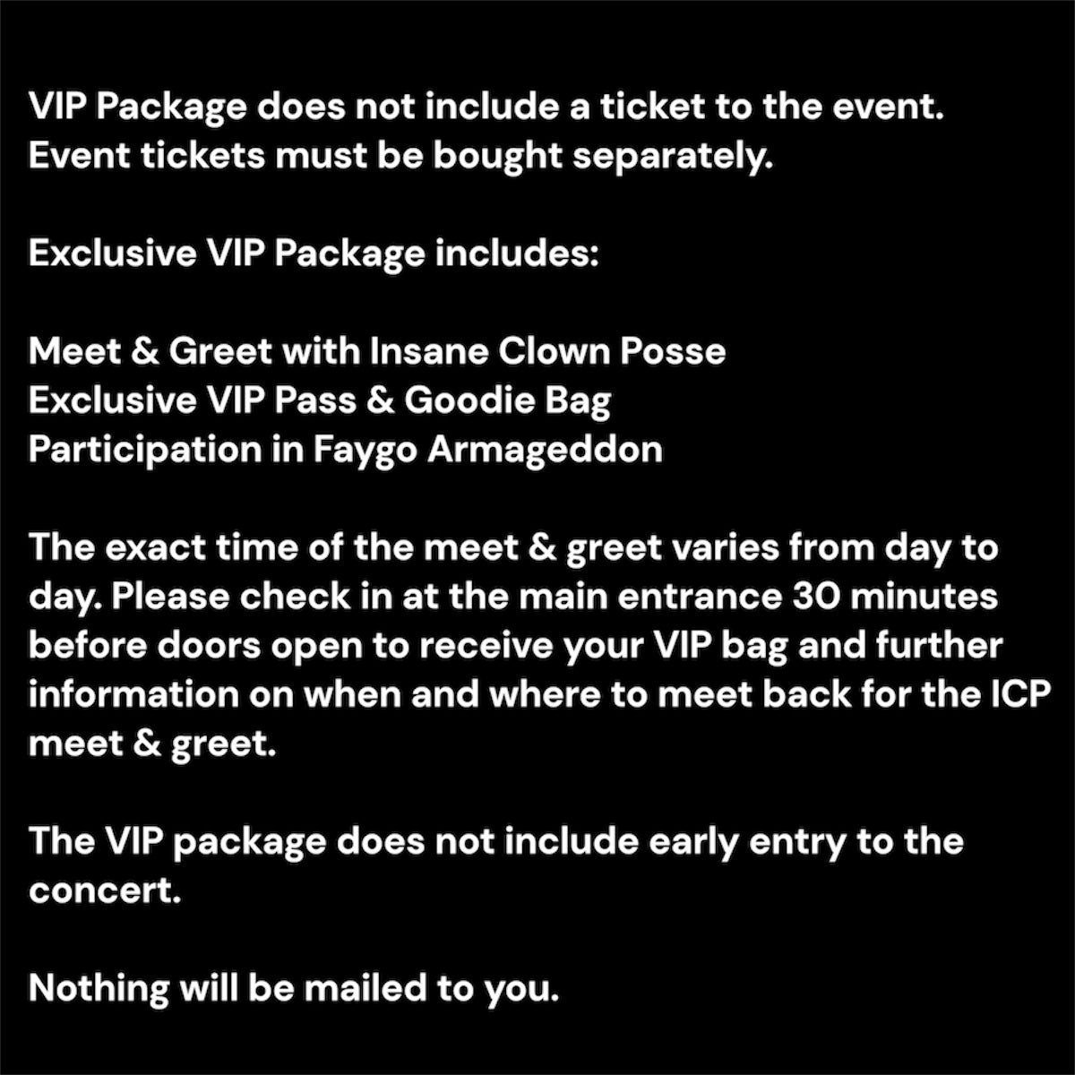 Insane Clown Posse September VIP Package