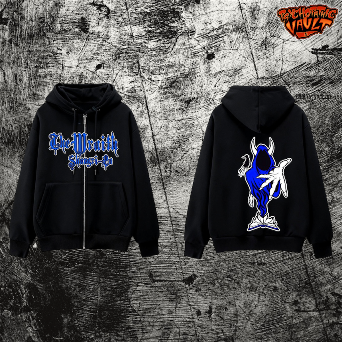 Shangri-La Embroidered Zip Up Hoodie – Psychopathic Vault