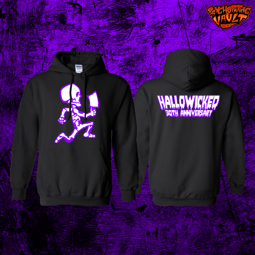 Black Hallowicked Skeleton Hatchetman Embroidered Hoodie