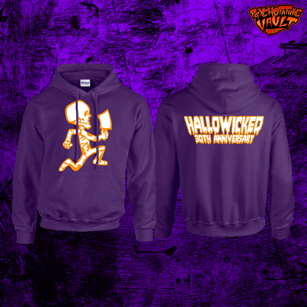 Purple Hallowicked Skeleton Hatchetman Embroidered Hoodie
