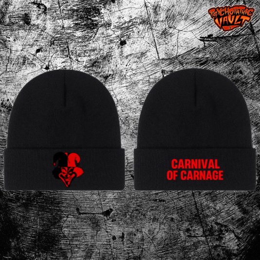 Black & Red Carnival of Carnage Folded Beanie