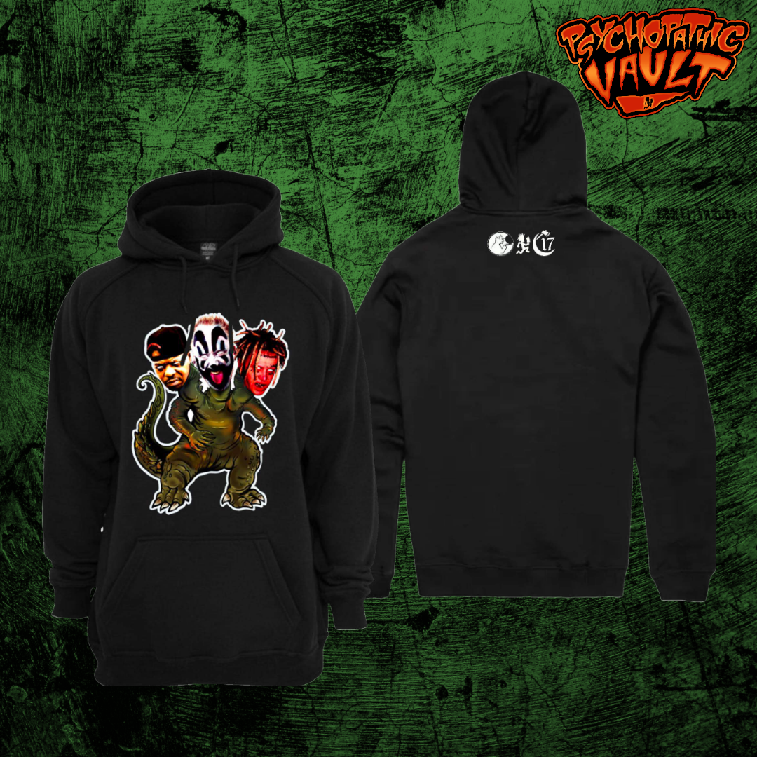 Black 3 Headed Monster Picture Embroidered Hoodie – Psychopathic Vault