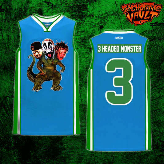 Blue 3 Headed Monster Basketball Jersey