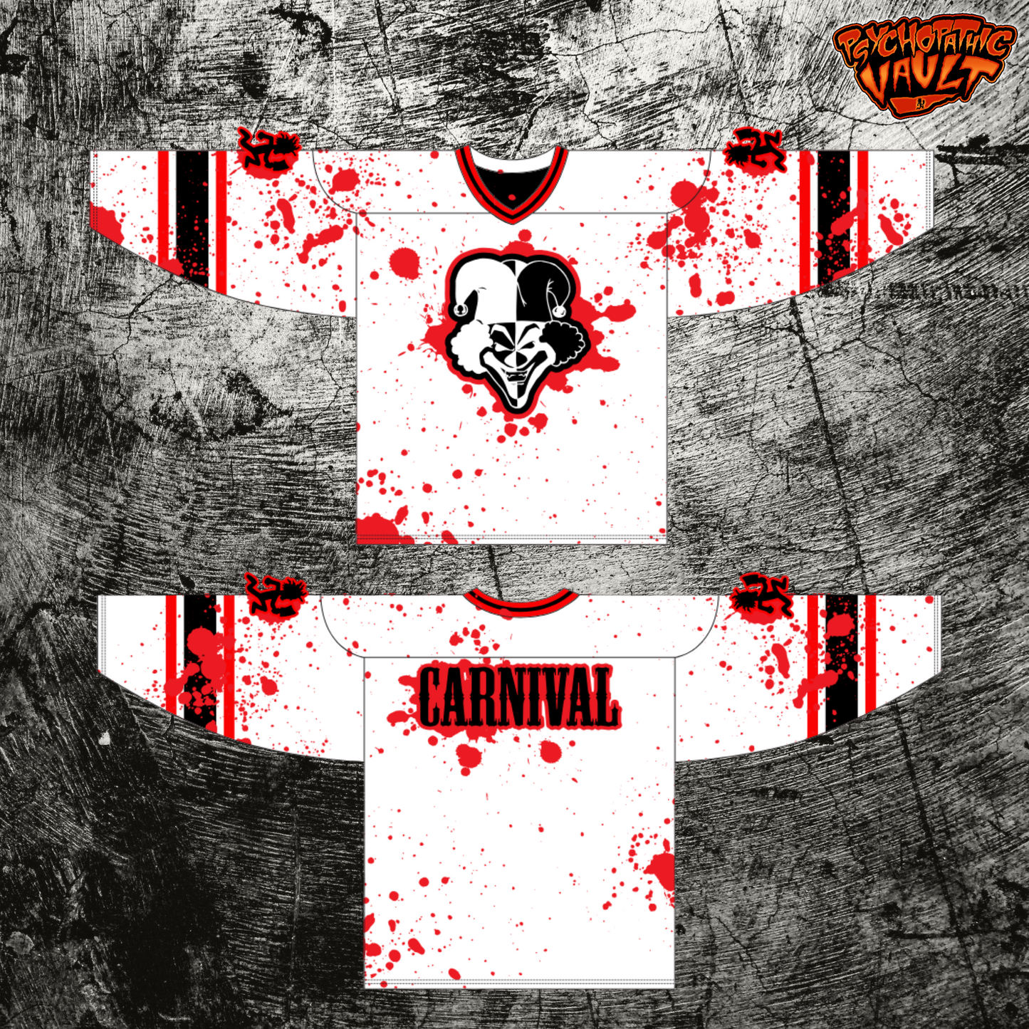 Carnival of Carnage Blood Splatter Hockey Jersey