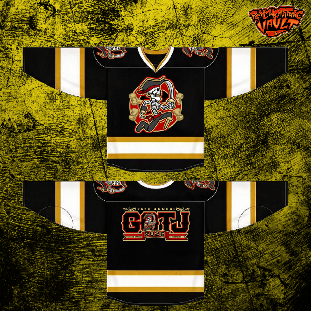 Skeleton Pirate Hatchetman Hockey Jersey