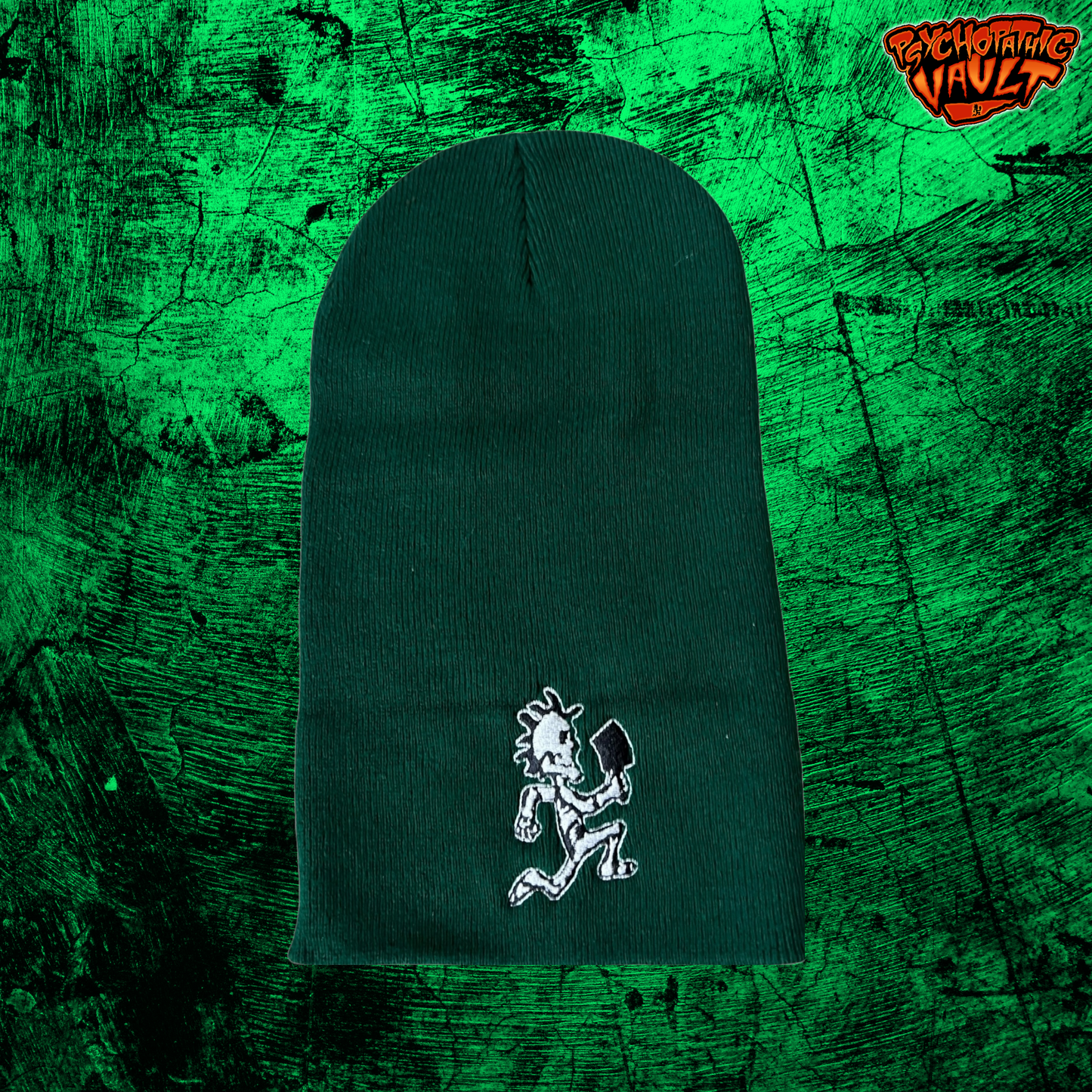 Green Skeleton Hatchetman Hallowicked 12" Beanie