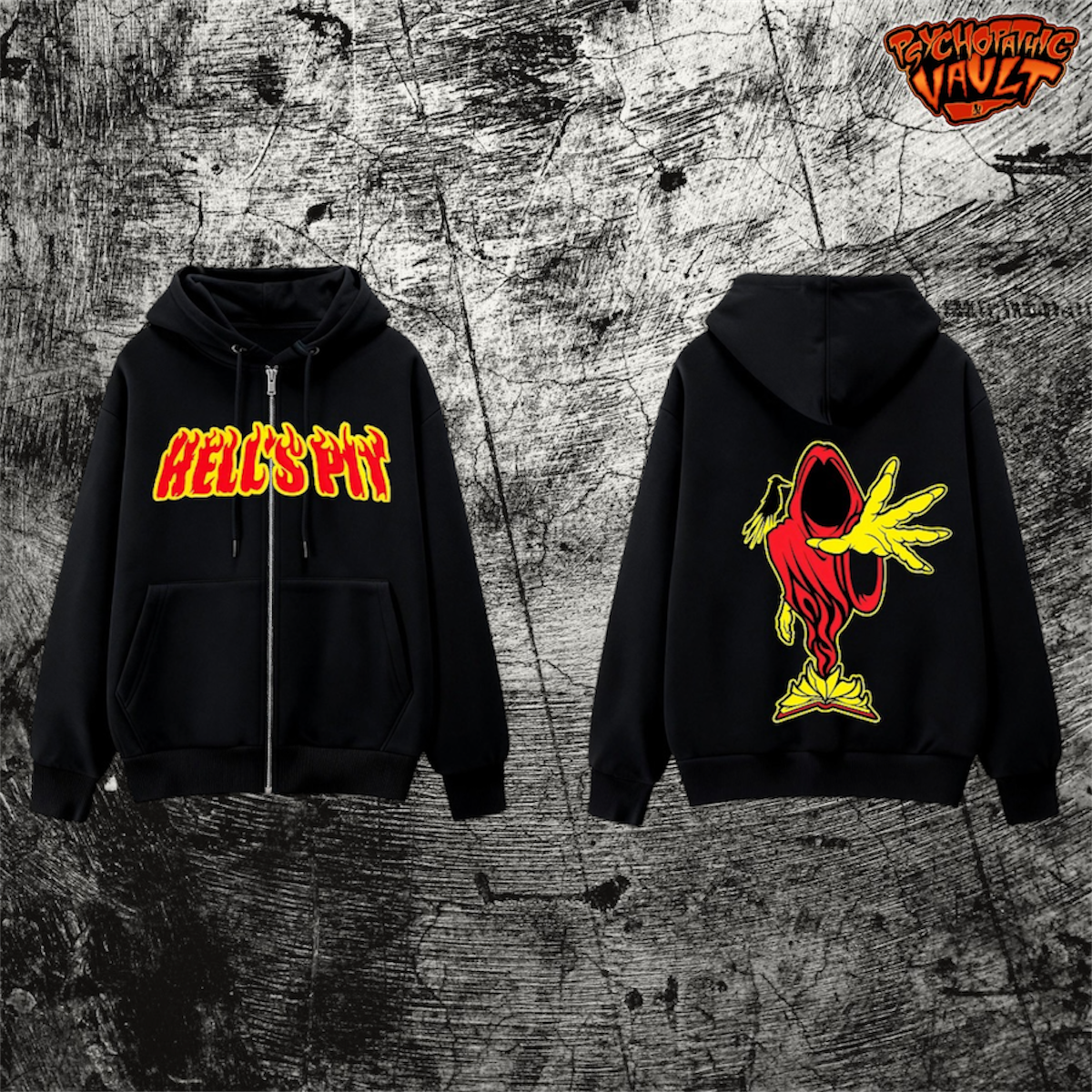 Hell's Pit Embroidered Zip Up Hoodie