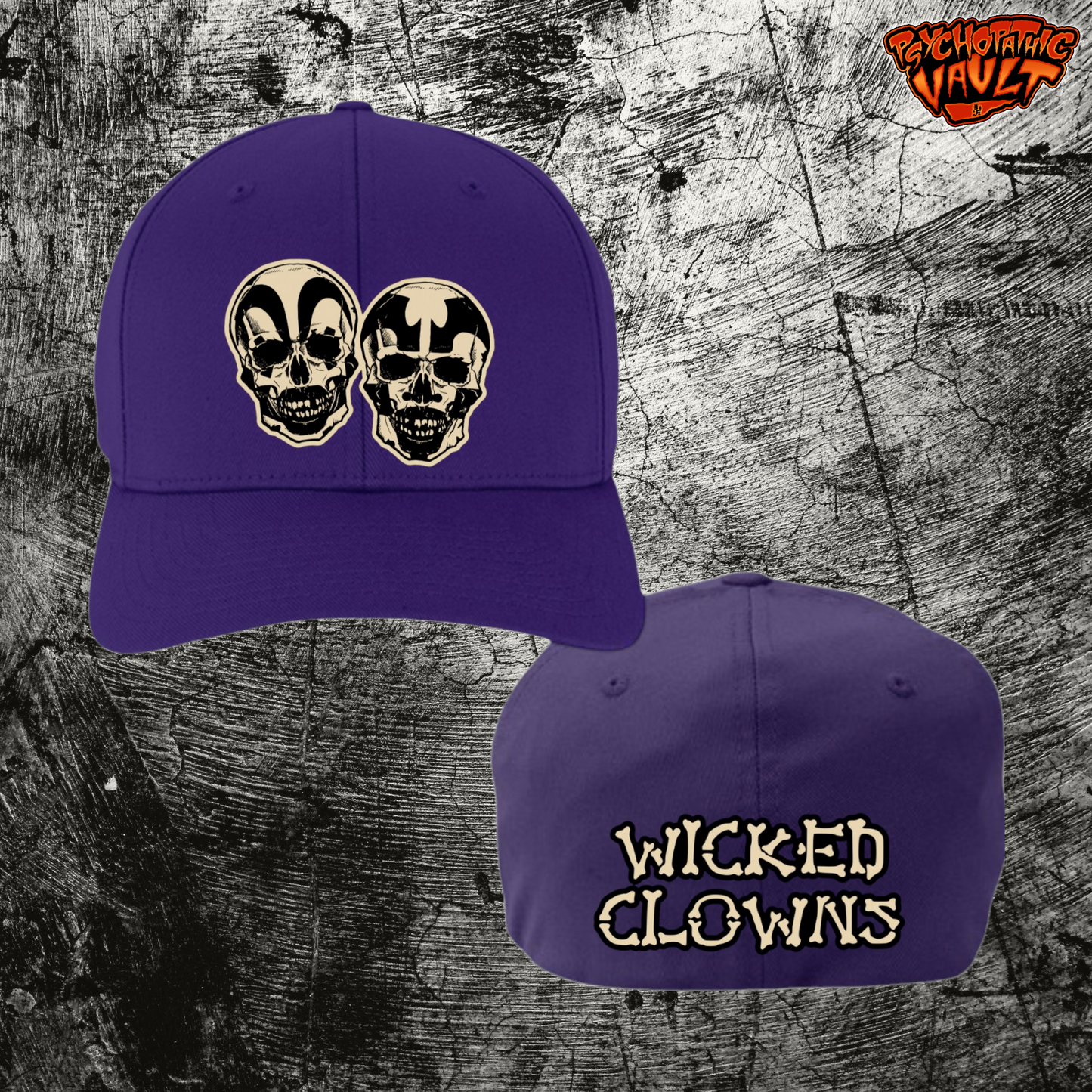 Purple ICP Skull Faces Hallowicked Flex Fit Baseball Hat