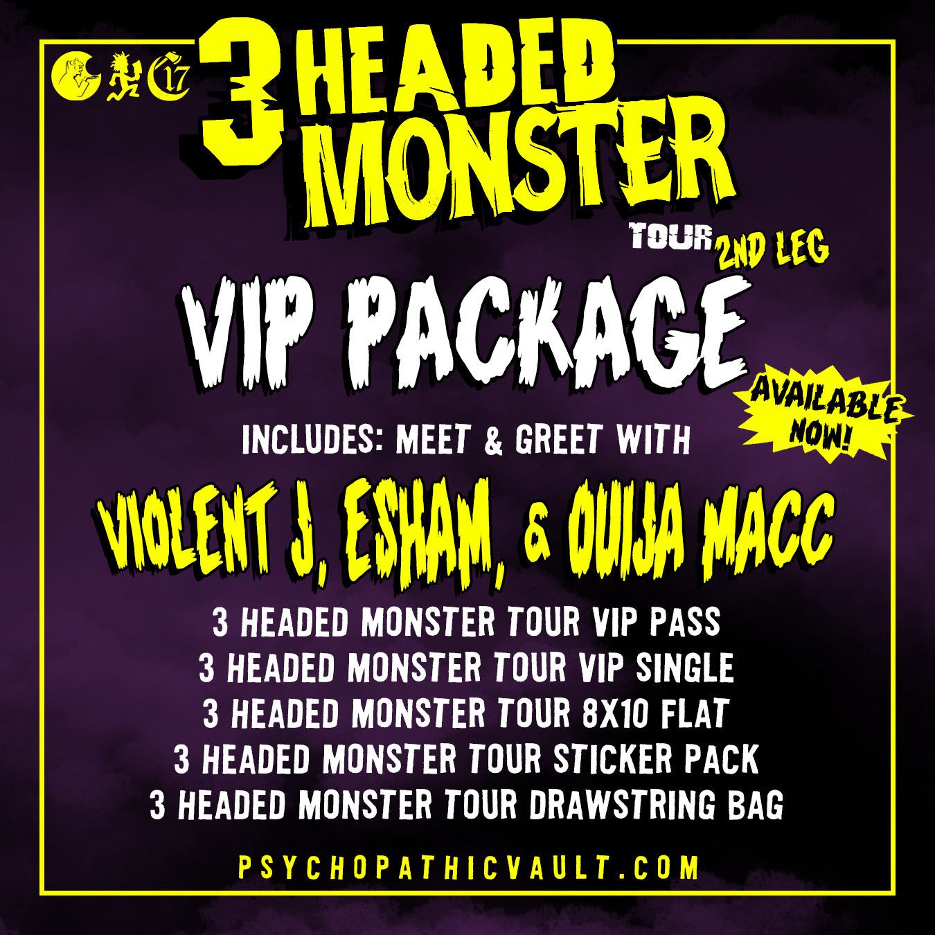 3 Headed Monster Tour VIP Package Part 2. (Does Not Include a Ticket To The Concert)