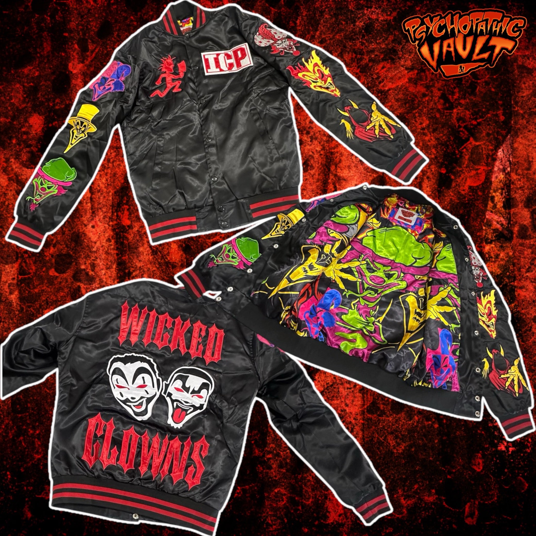 Wicked Clowns Satin Baseball Jacket – Psychopathic Vault