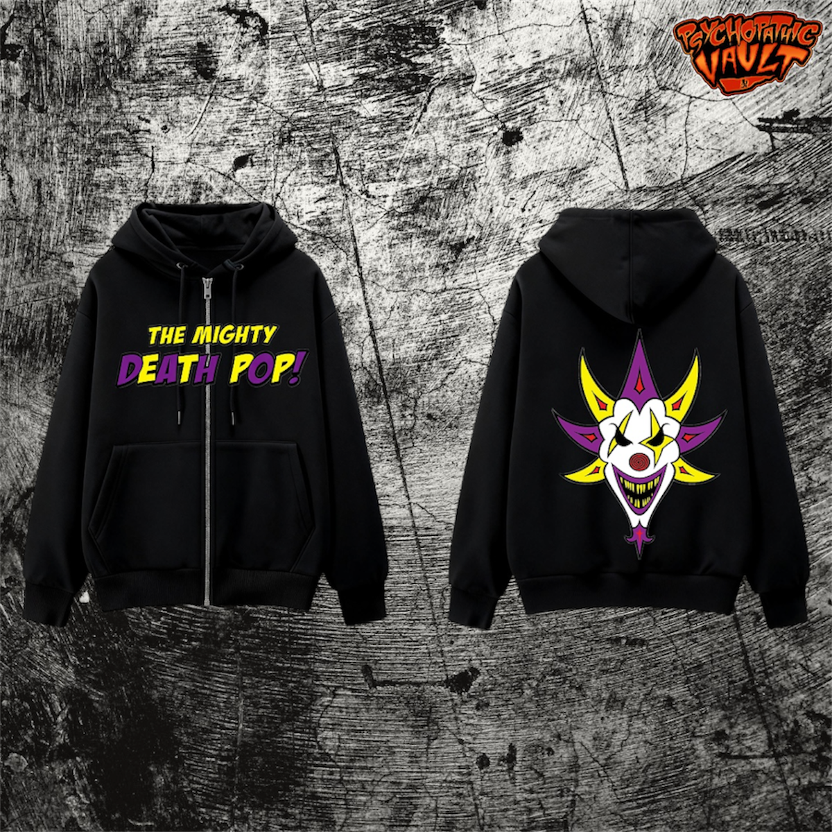 Mighty Death Pop Embroidered Zip Up Hoodie