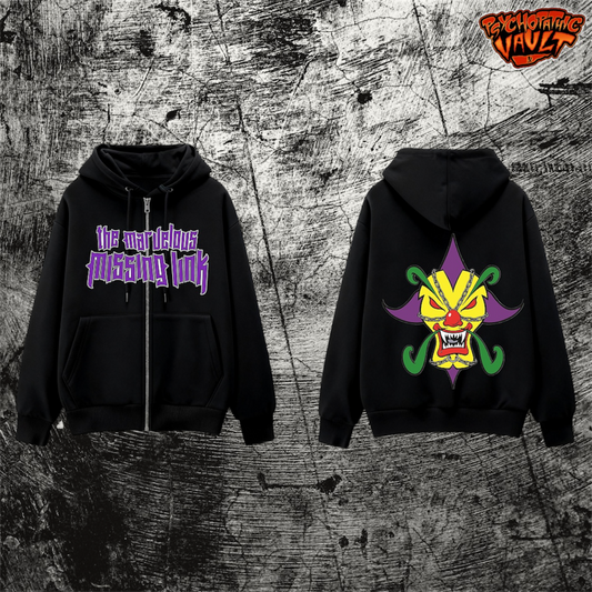 Missing Link Embroidered Zip Up Hoodie