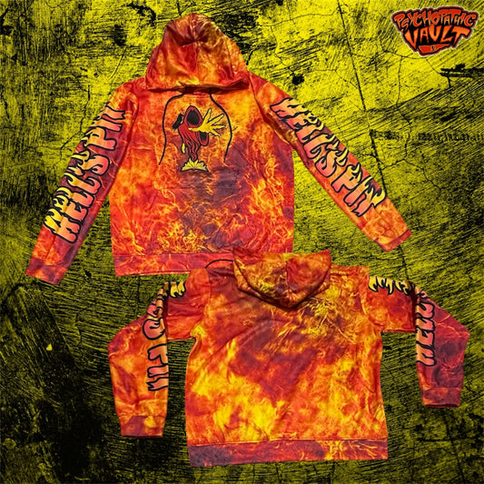Hell's Pit All Over Print Embroidered Hoodie