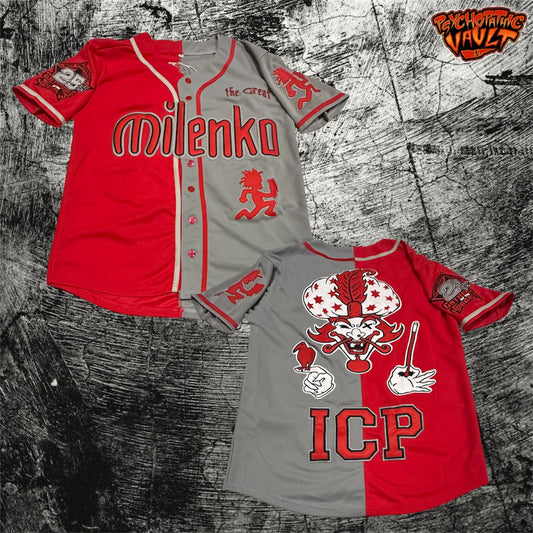 Split Colors Red Milenko Baseball Jersey