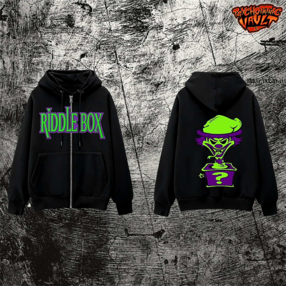 Riddle Box Embroidered Zip Up Hoodie – Psychopathic Vault