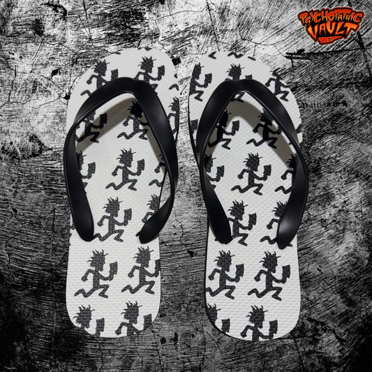 Hatchetman Flip Flops Black on White