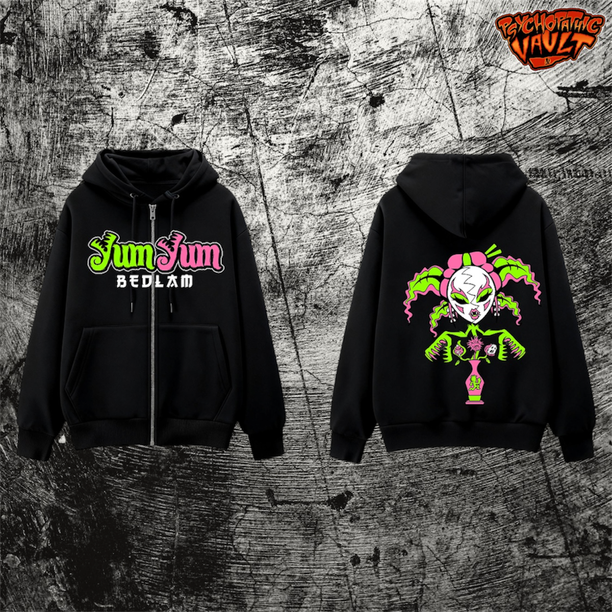 Yum Yum Bedlam Embroidered Zip Up Hoodie