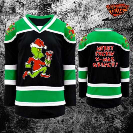 Grinch X-Mas Rhinestone Hockey Jersey