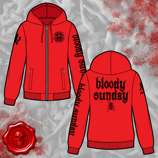 VJ Red Bloody Sunday Zip Up Hoodie